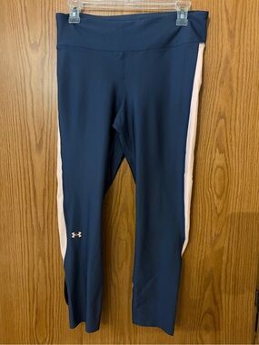 Under Armour 3/4 Slate Leggings with Light Pink Side Panels
